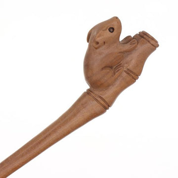 CrystalMood Handmade Carved Peachwood Chinese Zodiac Hair Stick 1 Rat